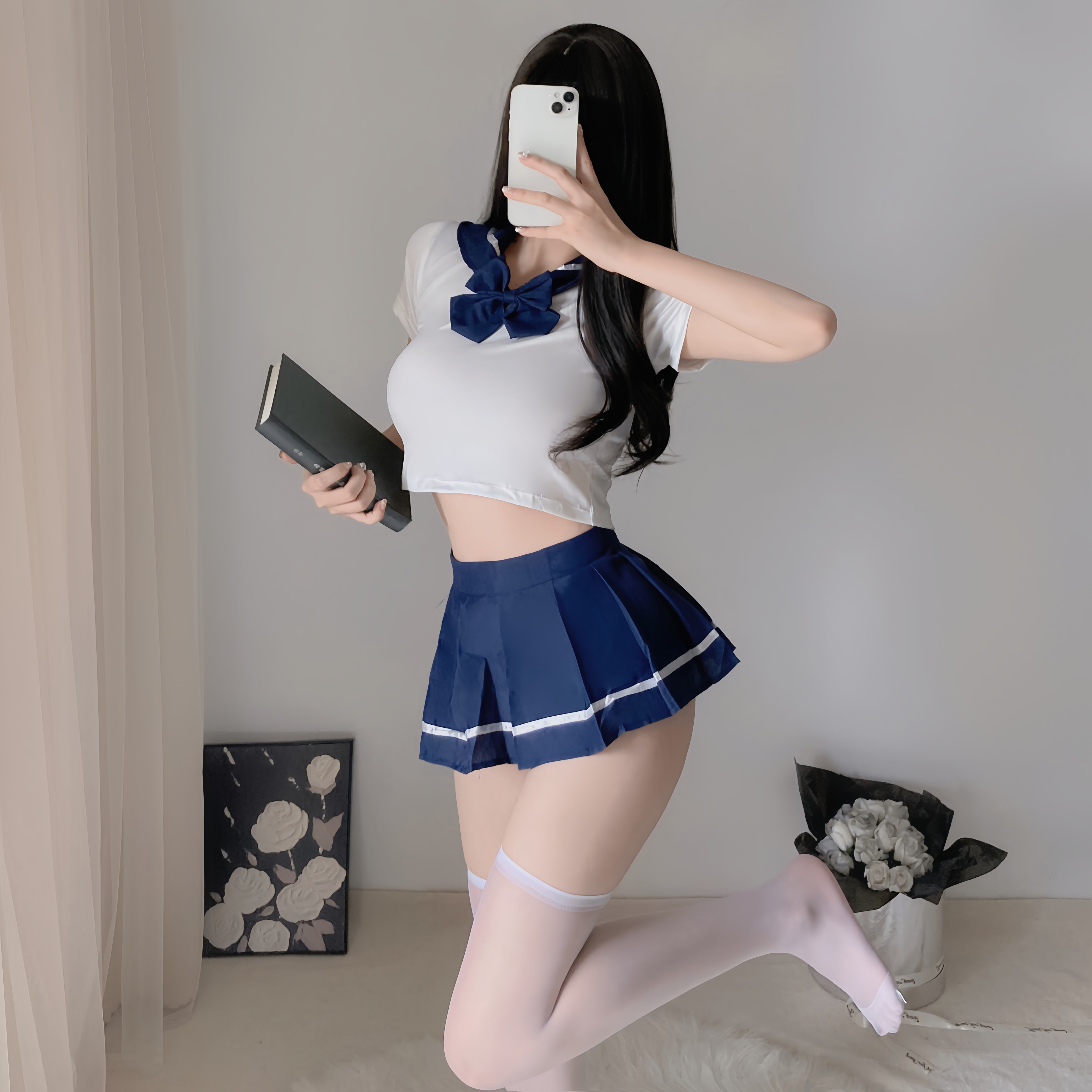 Manufacturer direct sales college style JK two-piece short skirt set, erotic pajamas