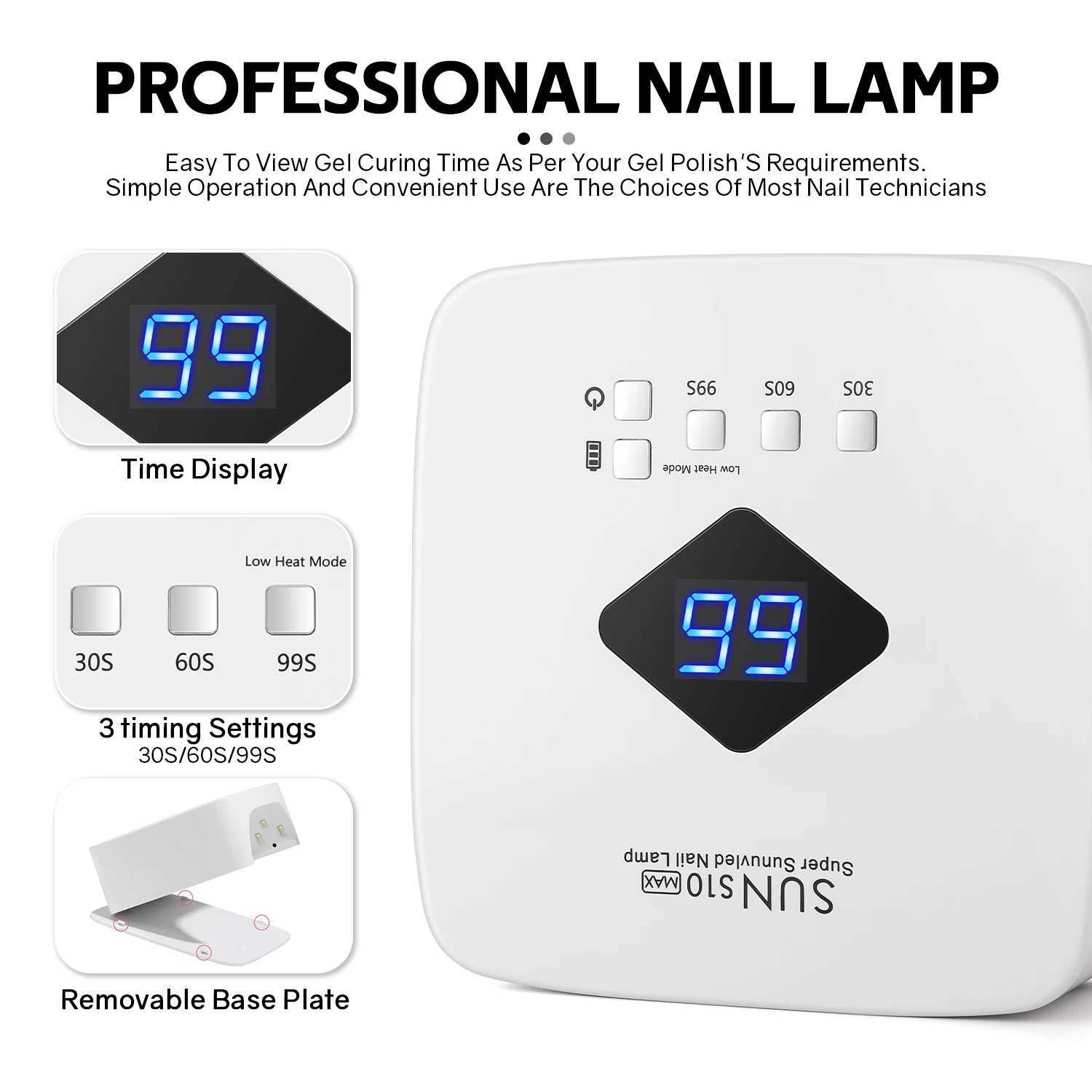 168W UV LED Nail Lamp Rechargeable Nail Dryer with Large LCD Display Professional Gel Curing Lamp 4 Timer Auto Sensor for Salon L251030