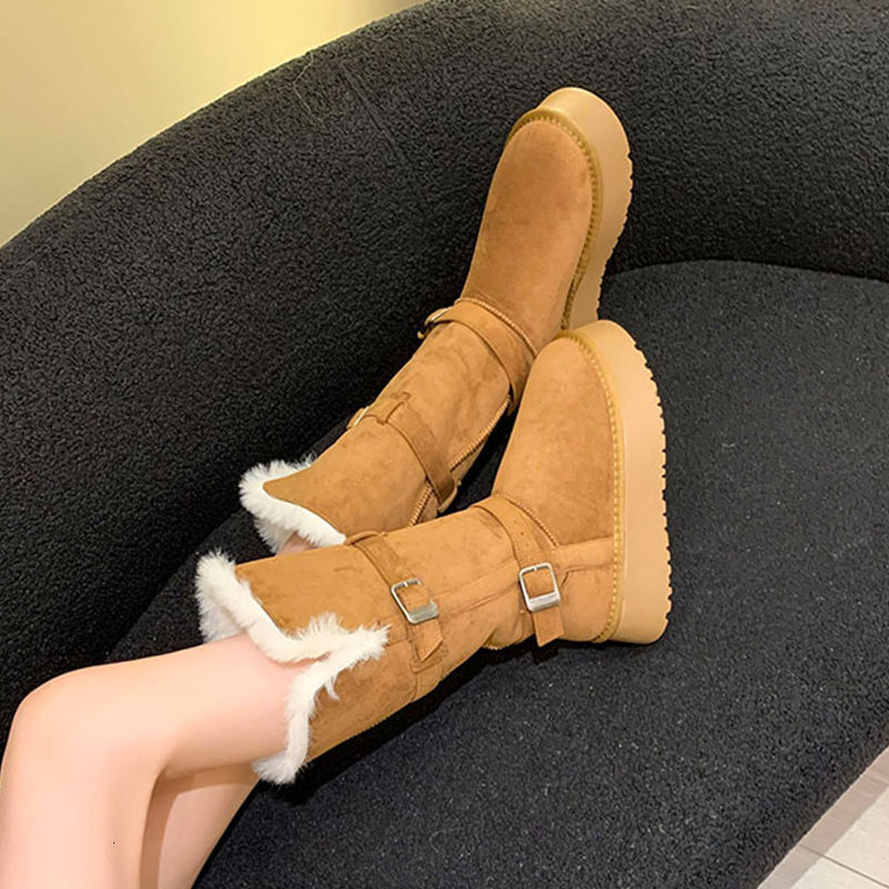 Women's snow boots winter new woolen boots with thick wool lining for warmth and outdoor wear, high rise thick soled cotton boots, designer shoes