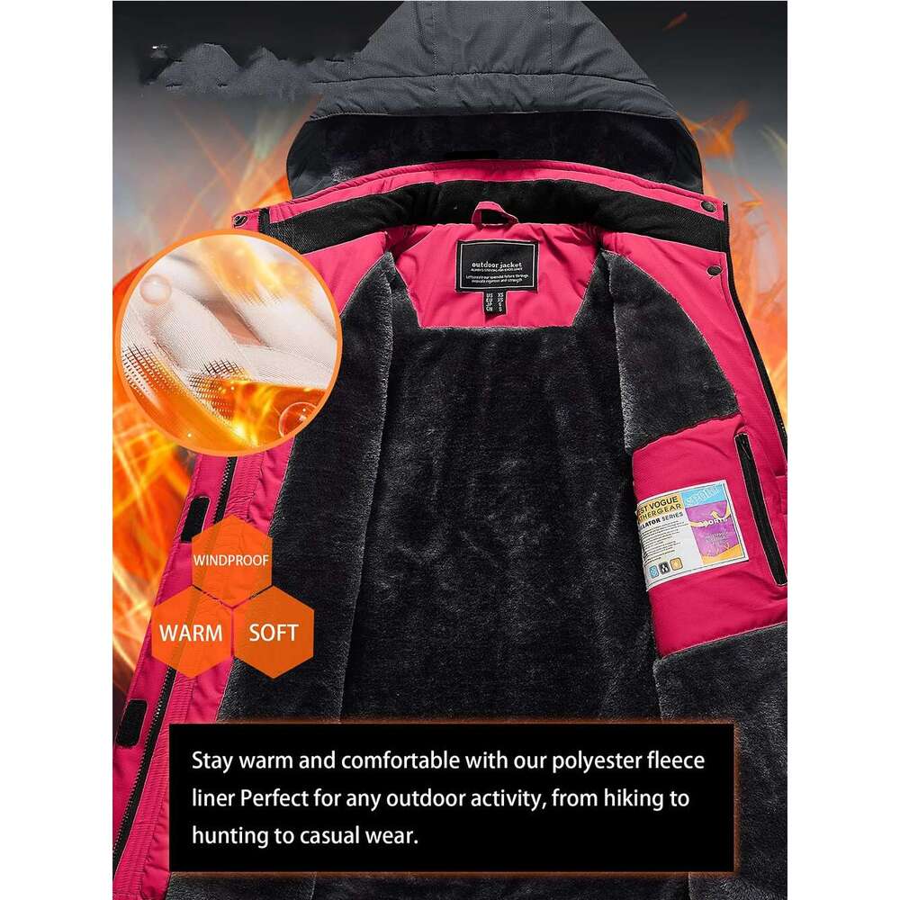 Winter Ski Snowboard Jacket Womens Waterproof Heavy Fleece Jackets Casual Work Coat Windbreaker Parka