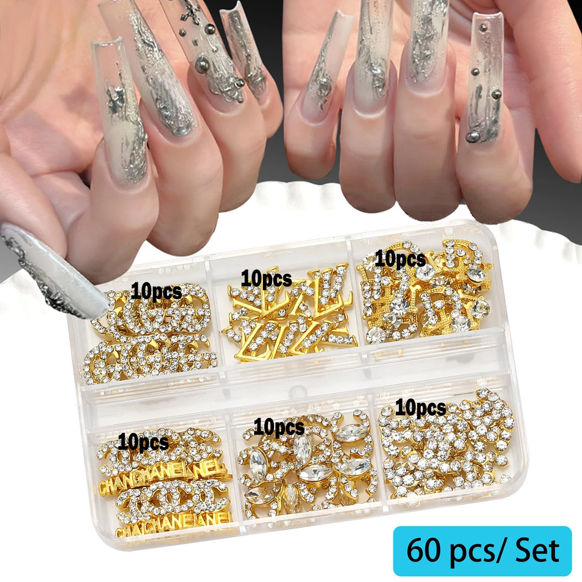 3060pcsSet Y2K Metal Nail Art Decorations Alloy Shiny Rhinestones Pearl Gems Zircon Diamond Charms DIY Nail Accessories 251027