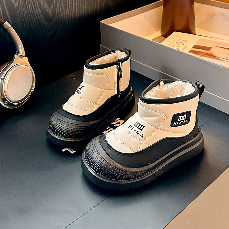 New children's cotton boots, snow boots, wool lining, thickened oversized girls' protective cotton shoes, warm cotton boots, fashionable des