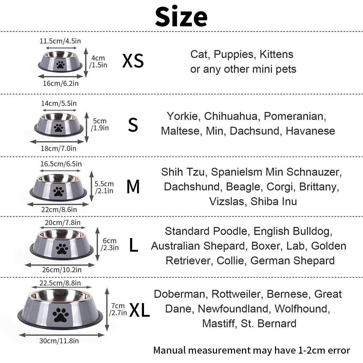 Stainless Steel Pet Bowl Cat Dog Food Bowl MultiSpecification Antifall Food Bowl Food Bowl Feeding Pet Supplies 16 To 22 Cm J251113