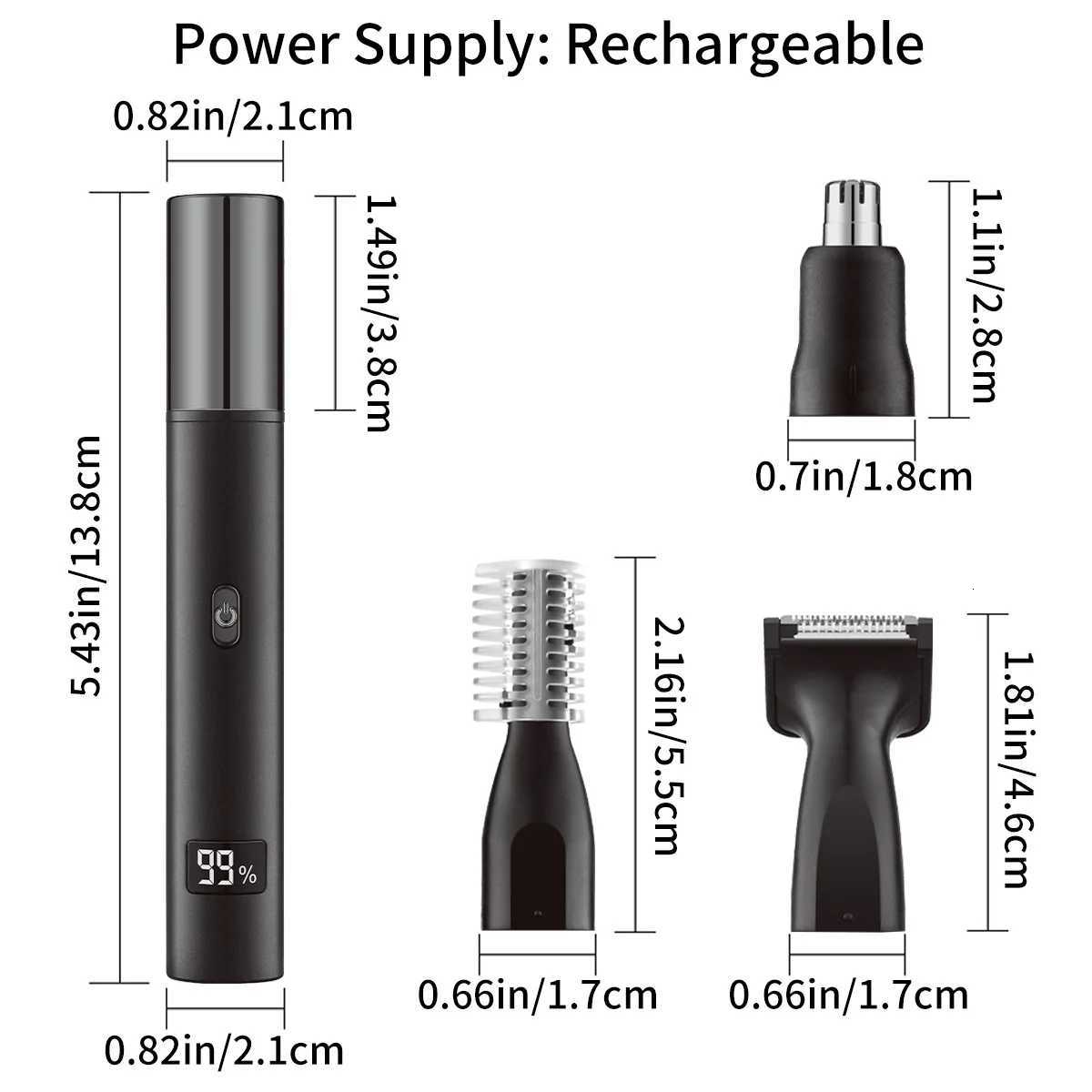 3 in 1 Electric Nose Ear Hair Trimmer Painless Rechargeable Eyebrow Beard Hair Clipper Shaver Nose Hair Trimmer M251030