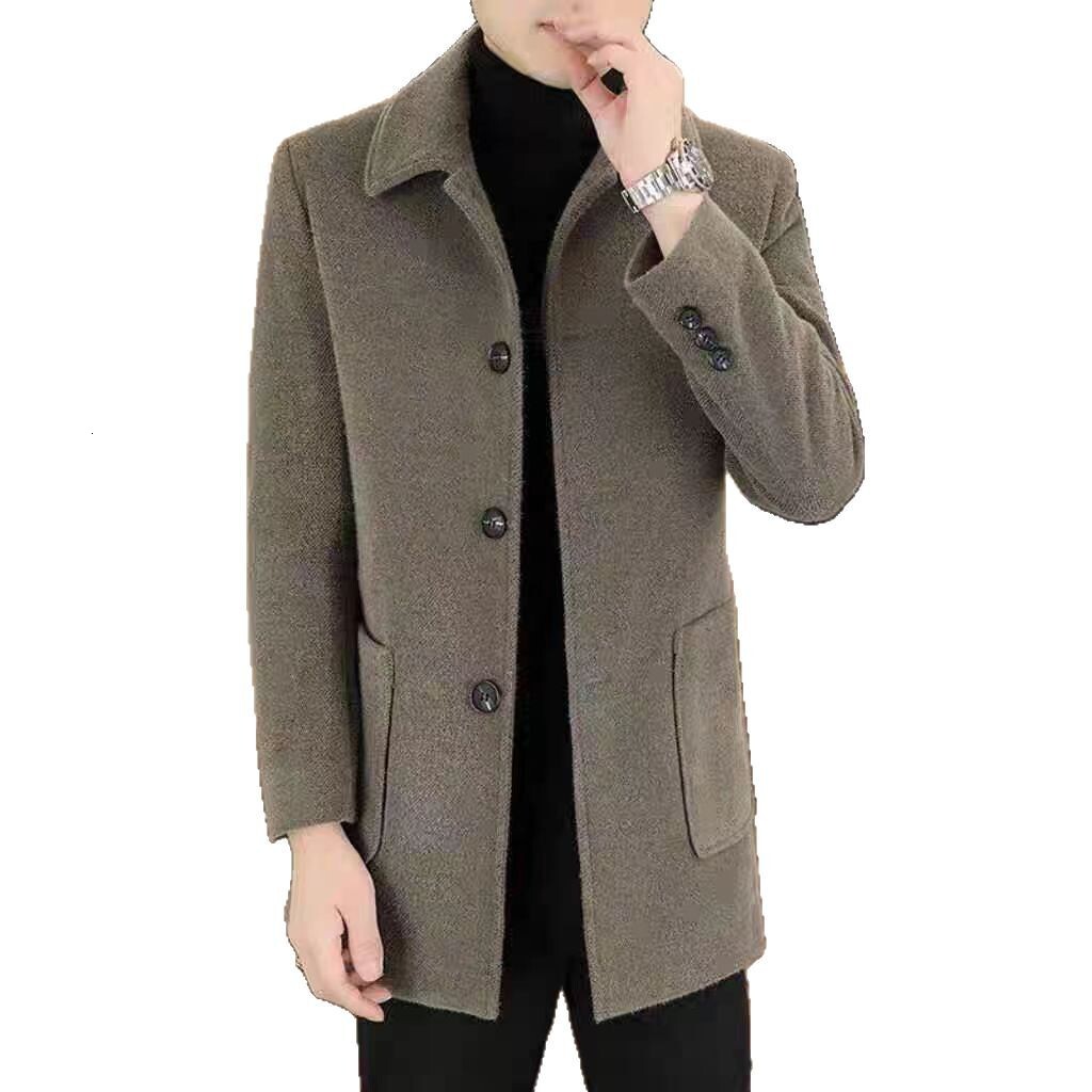 2025 New Woolen Coat Designer Coat Fashion Woolen Lapel Overcoat Men's Casual Versatile Mid-length Plus Size Jacket