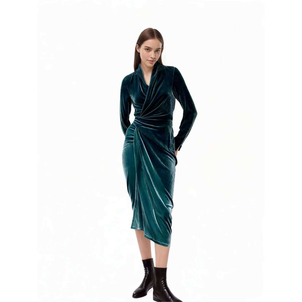 2025 Clothing Solid Color Ruffled Christmas Casual Dress prom