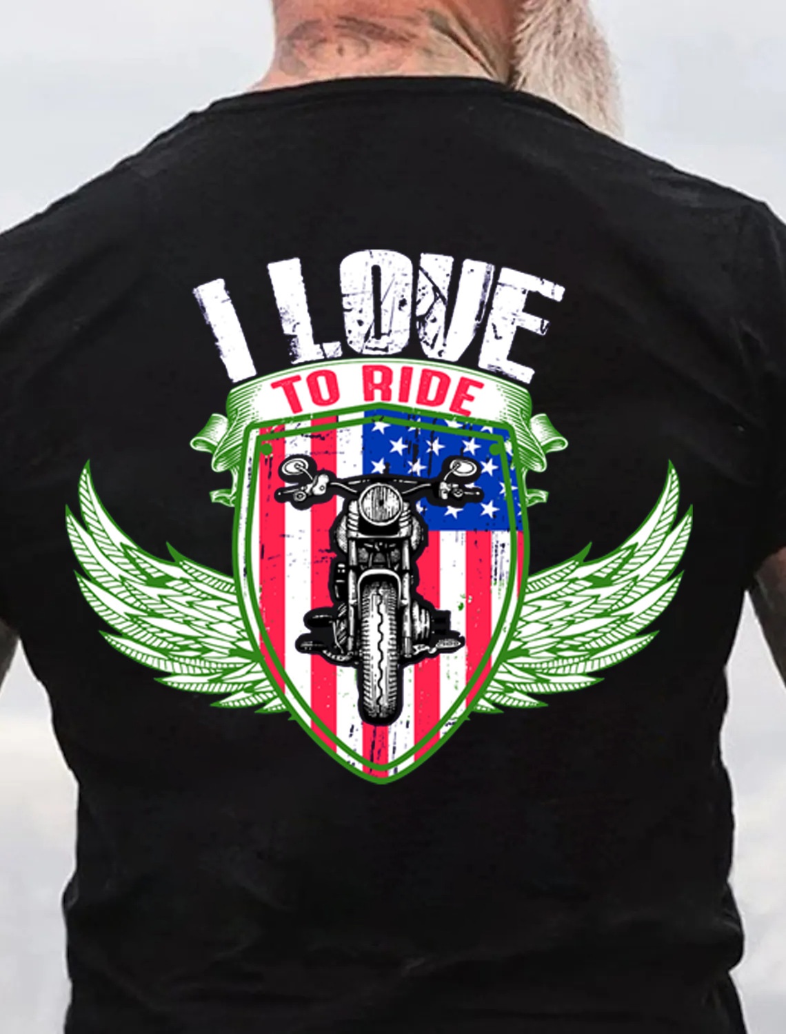 European & American Oversized I LOVE TO RIDE Letter Print Men's Cotton Summer T-Shirt - TT7065