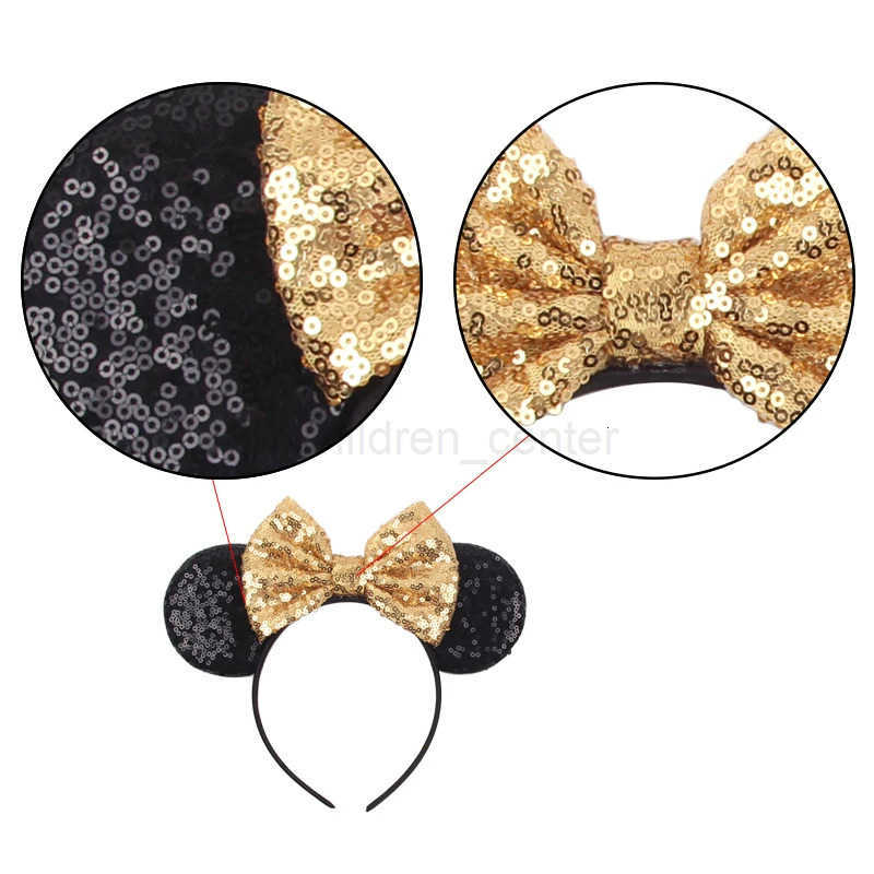 Disney 2025 Classical Mouse Ears Headband Embroidery 5 Sequins Dot Bow Hairband For Girls Featival Party DIY Hair Accessories H251030