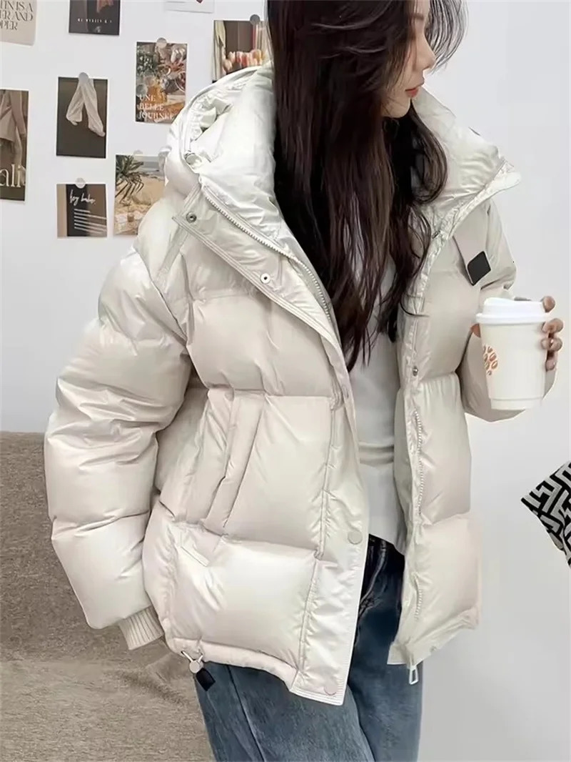 2025 Winter Womens Hooded Puffer Cotton Jacket Hooded Thicken Warm Short Parkas Female Casual Versatile Snow Outwear 251030
