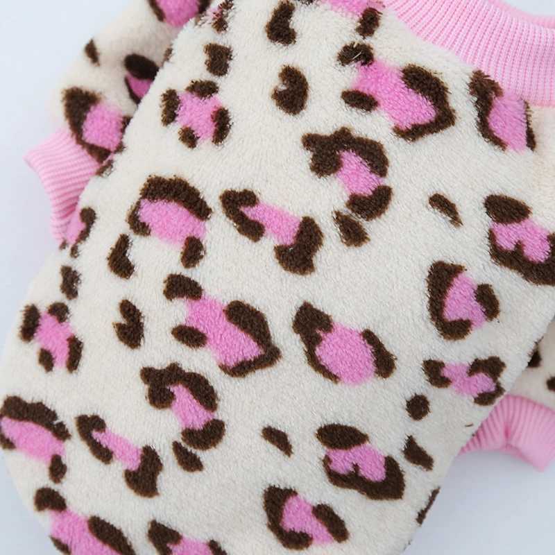 Lovely Leopard Pet Dog Clothes Soft Flannel Winter Puppy Overalls York Dog Cartoon Printing Sphinx Cat Sweatshirt Drop Shipping C251030