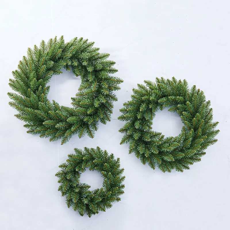 304050cm Christmas Green Pine Needle Wreath Front Door Xmas Garland Hanging Ornament Navidad New Year Home Windown Decor C251030