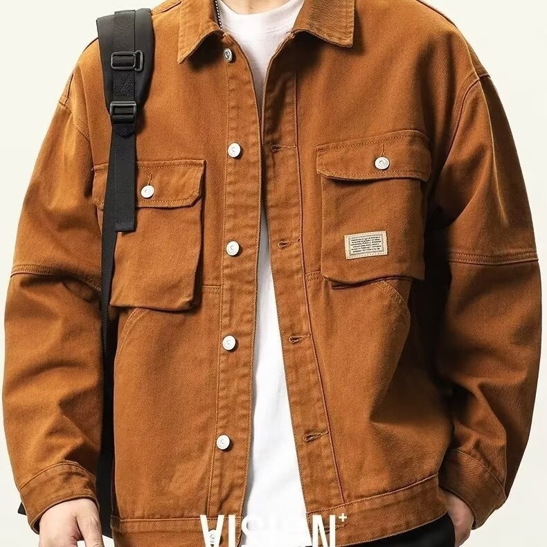 American Style Workwear Designer Coat Men's Jacket Loose Fit Autumn Trendy Brand Cool Versatile Top Simple Fashionable Coat