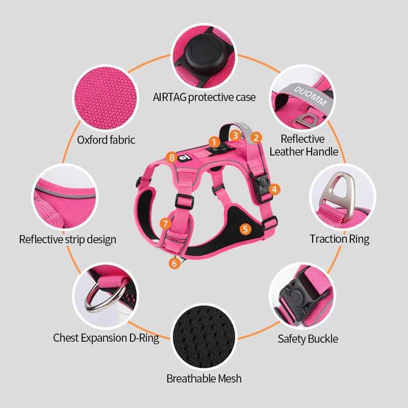 Dog Chest Harness Adaptable to Airtag Chest Harness Outdoor Training Loss Prevention Dog Leash J251129