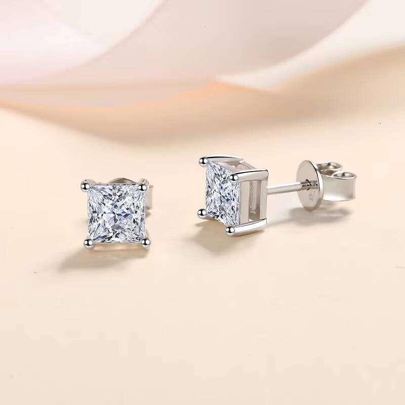 Earrings 925 sterling Silver Elegant luxury jewelry cut white Mosan Diamond Party women wedding stud earrings as Christmas gift AA