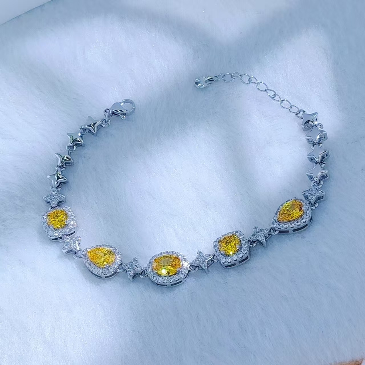 TaiYang New Premium Zirconia Bracelet,High-Carbon Diamond Party Wedding Chain in White Gold Plated Copper For Women