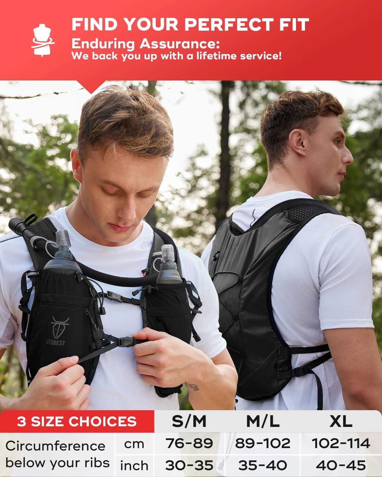 UTOBEST Trail Running Backpack 10L Ultra Lightweight Hydration Vest with 2L Water Bladder for Outdoor Hiking Cycling Marathon H251029