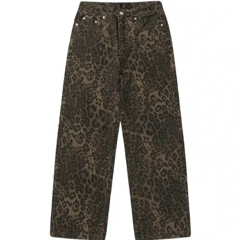 Baggy Leopard Jeans Coquette y2k clothes Women High Waisted Casual Wide Leg Denim Pants Fashion Streetwear Retro Straight Jeans 251029