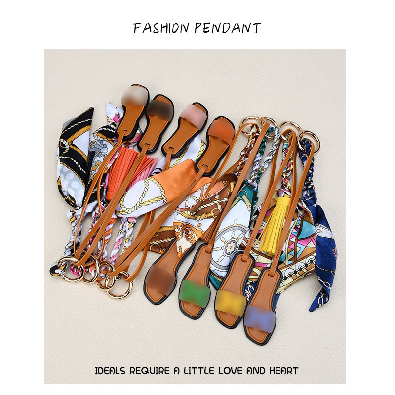 H Home Slippers Ribbon Bow Tassel Bag Car Women Korean Keychain Fashion Pendant