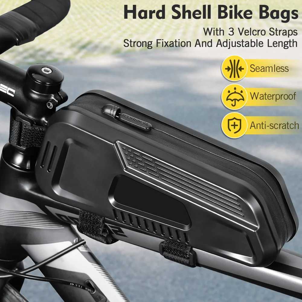 NEWBOLER Bicycle Bag Rainproof Cycling Top Front Tube Frame Bag Large Capacity MTB Road Bicycle Pannier Black Bike Accessories H251029