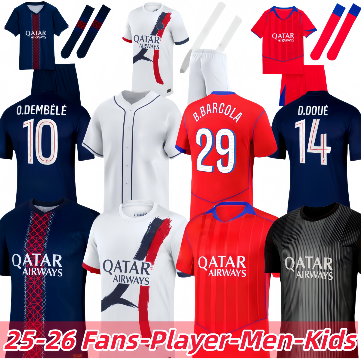 25 26 Ousmane Dembele Khvicha Kvaratskhelia Football Shirt Goncalo Ramos Gianluigi Donnarumma Kit Soccer Jerseys Kids Paris St Germain Jersey 3XL 4XL