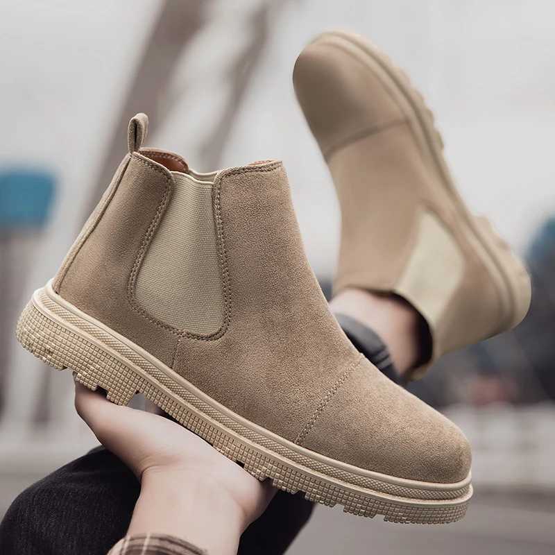 Men Suede Leather Chelsea Boots British Style Outdoor Comortable Non Slip Mens Ankle Boots Botas Zapatos Hombre Chaussure Homme Z251029