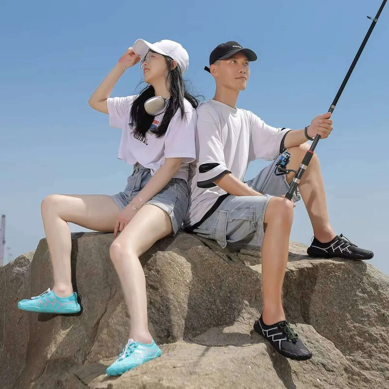 New Hot Design Barefoot Lace-up Water Shoes - Quick-Dry Lightweight Aqua Five Fingers Beach Wading Shoes Soft Sole Wear-resistant