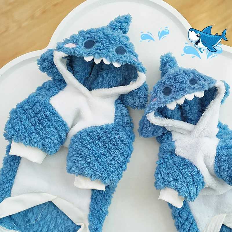 Funny Dog Costume Puppy Warm Hoodie Winter Dog Clothes Shark Cosplay Fleece Clothing Dachshund Bichon Chihuahua Coats Pullovers C251030