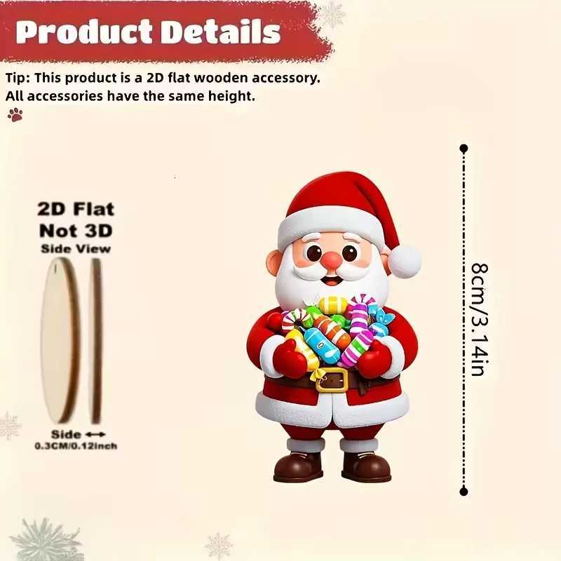 2D flat 10piece set of traditional wooden Germanstyle natural wood Santa Claus and gingerbread man dollshaped decorations C251030