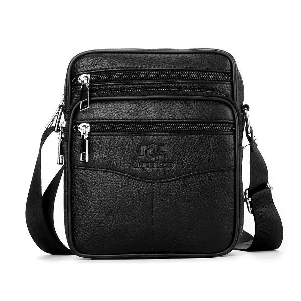 HighQuality Large Capacity Mens Messenger Bag Genuine Leather Crossbody Single Shoder Bag with MtiLayer Zipper Y251011