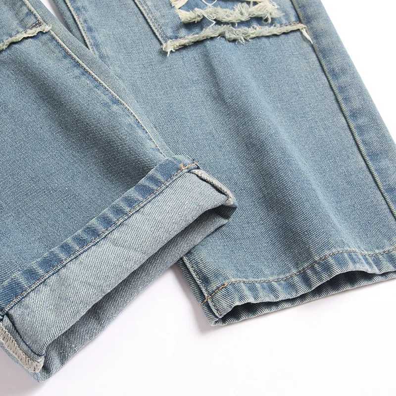 Nostalgic ripped jeans mens 2025 autumn collection trendy brand American retro washed loose straight leg fashionable long pants J251030