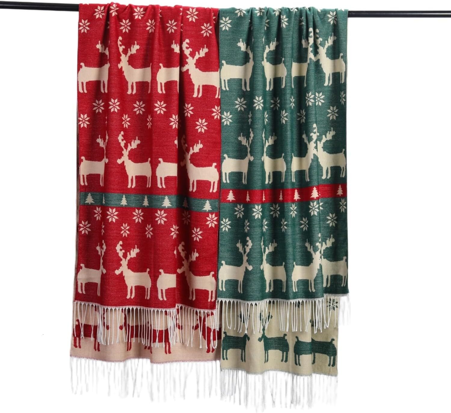 Custom Unisex Scarves for Women Men Boys Girls Christmas Gifts Winter Scarf with Reindeer and Snowflake Shawl Wrap Xmas