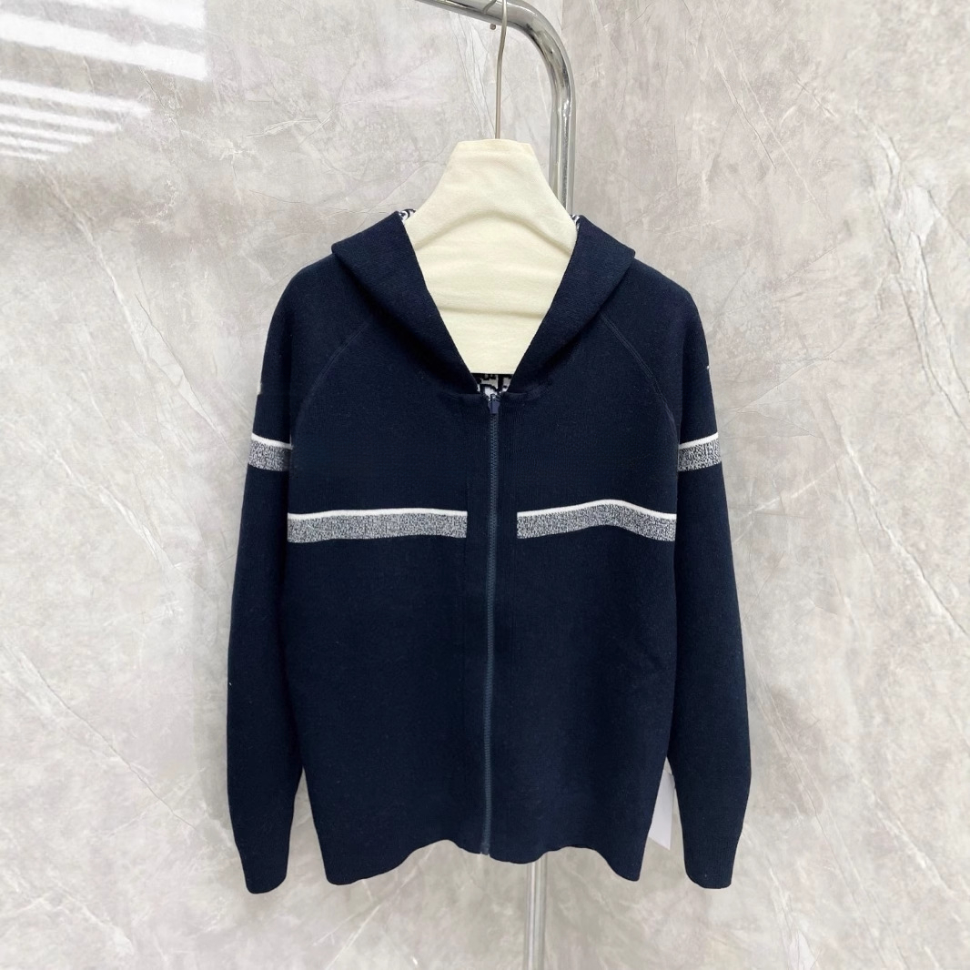 Autumn and winter new women's classic fashion multifunctional zipper knitted open top hooded jacket, designer elegant long sleeved top