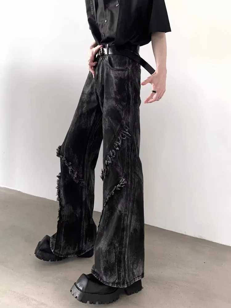 2025 Ropa Y2K Streetwear Washed Black Baggy Stacked Flare Jeans Pants For Men 90S Vintage Clothes Denim Trousers Pantalon Homme J251030