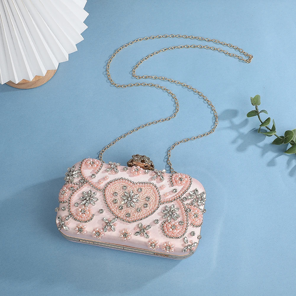 gift wedding party bag Pink Embroidered rhinestone party cute evening handbags ladies clutch bag for women 251030