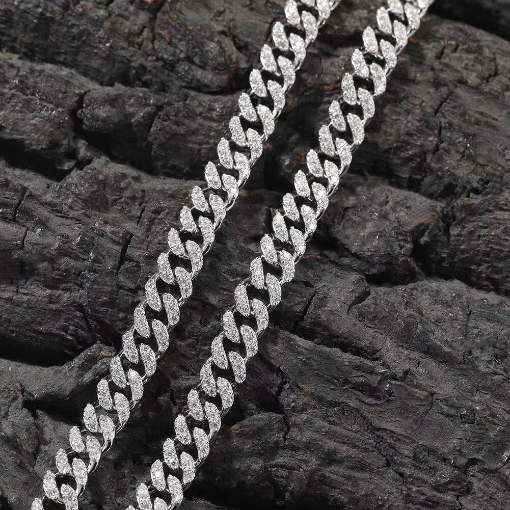 Hip Hop 6mm925 Silver Moissanite Mens Custom Cuban Chain