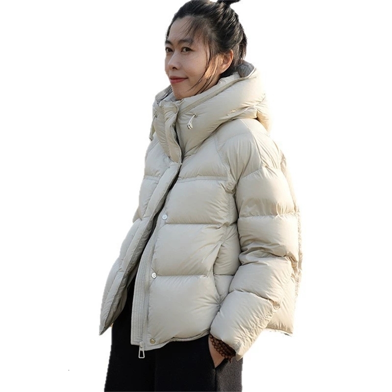 Down Jacket Women Parkas Winter Short Hooded Warm Cotton Padded Coat Female Fashion Outerwear Korean Thick Overcoat Top 251029