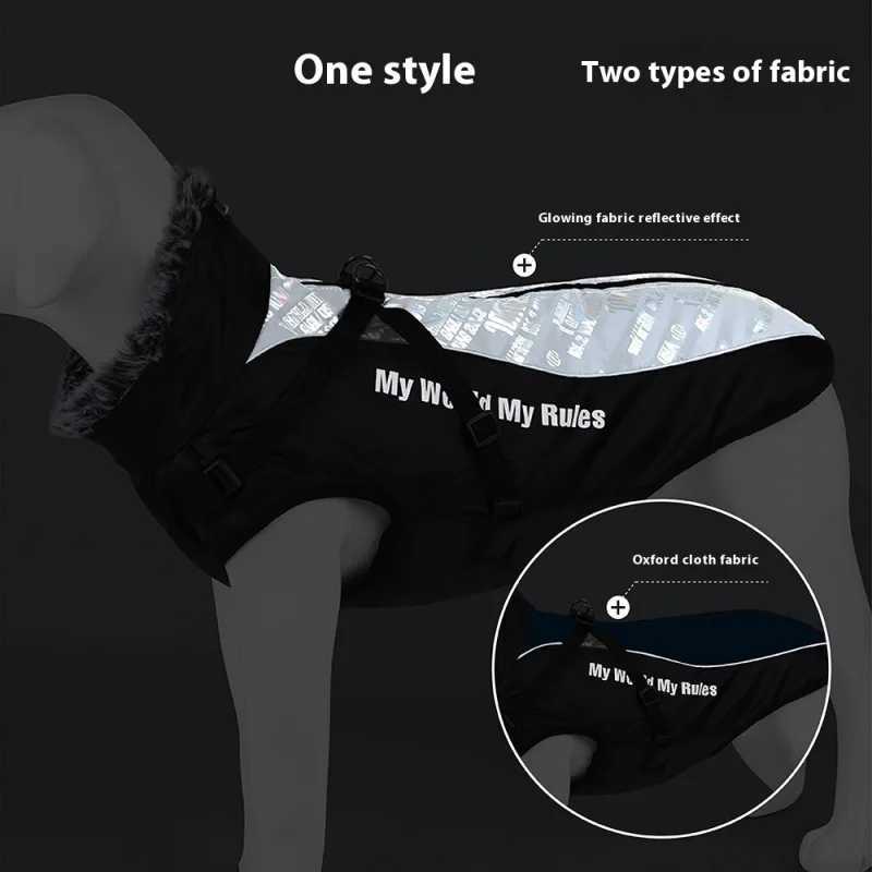 Large Dog Winter Coat Reflective Windproof Thermal Insulated et with Faux Fur Hood Warm Pet Apparel for Dogs C251030