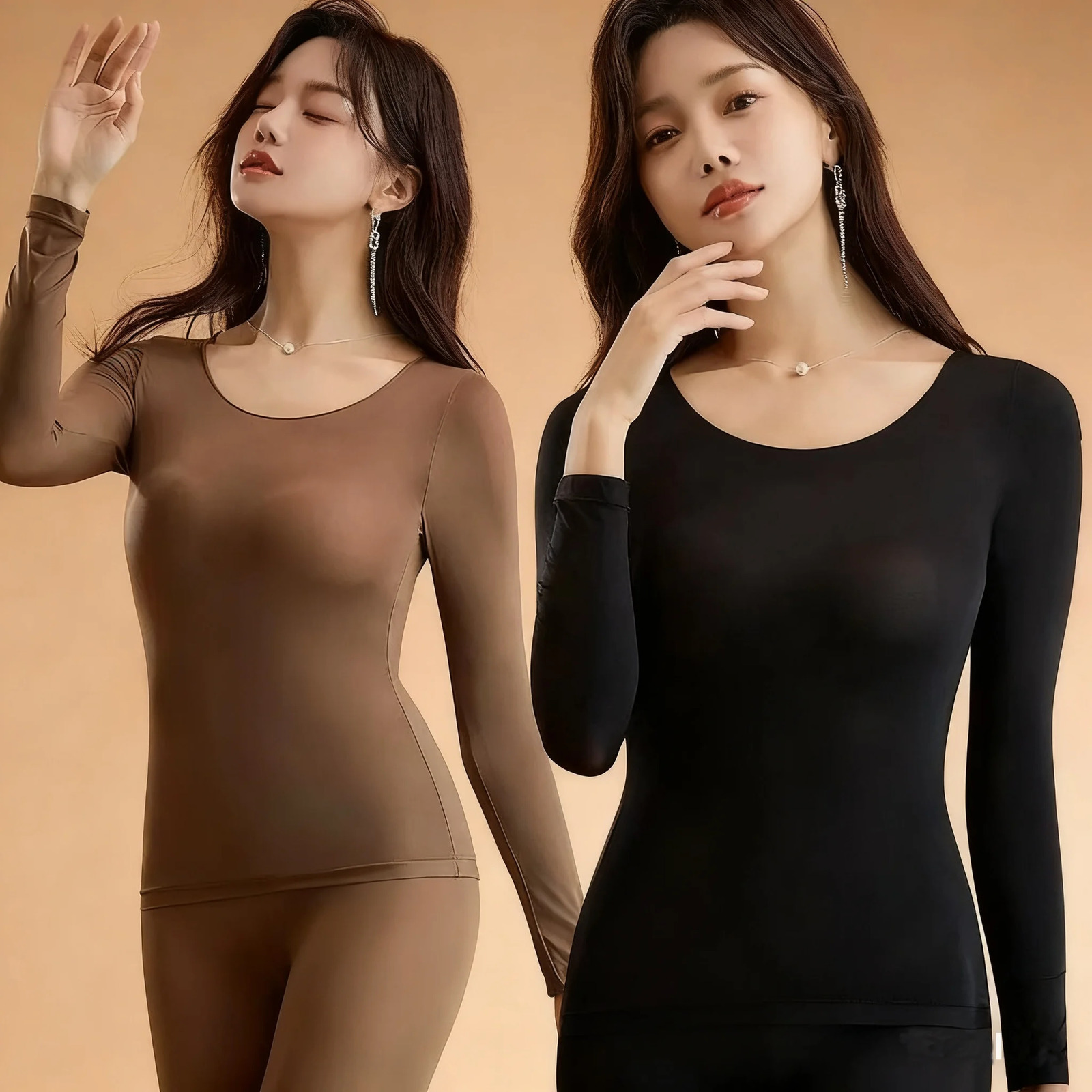 1Set Spring Autumn Women Thermal Underwear Ultra Thin Skin Care Clothing Winter Clothes Seamless Warm Lingerie Women Thermal Set 251030