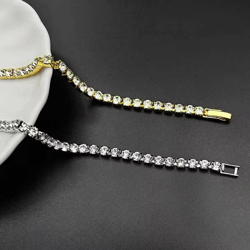 Unisex Sense Outfit Dignified Singlerow Tennis Chain S925 Sterling Silver Moissanite VVS Diamond Bracelet Bangles Jewelry