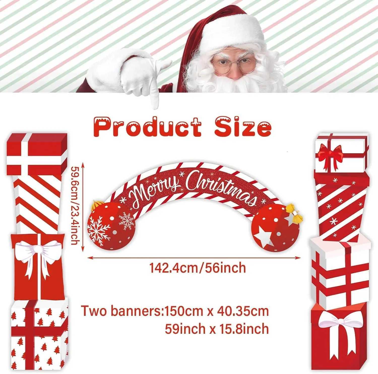 3Pcs Christmas Door Decoration Merry Christmas Porch Sign Front Door Banner Hanging Decoration Xmas Outdoor Hanging Supplies C251030