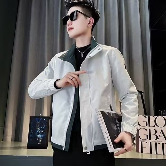 Men's Jacket Spring Autumn Trendy Brand Stylish Color Block Jacket Youth Designer Coat Korean Version Slim Fit Casual Top