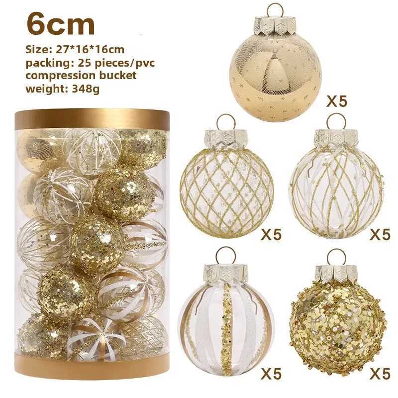 25Pcs 6CM Christmas Balls Big Ball Christmas Tree Pendant Ornaments for Party Decor 2025 New Year Navidad Gifts Accessory LIJIAO C251030
