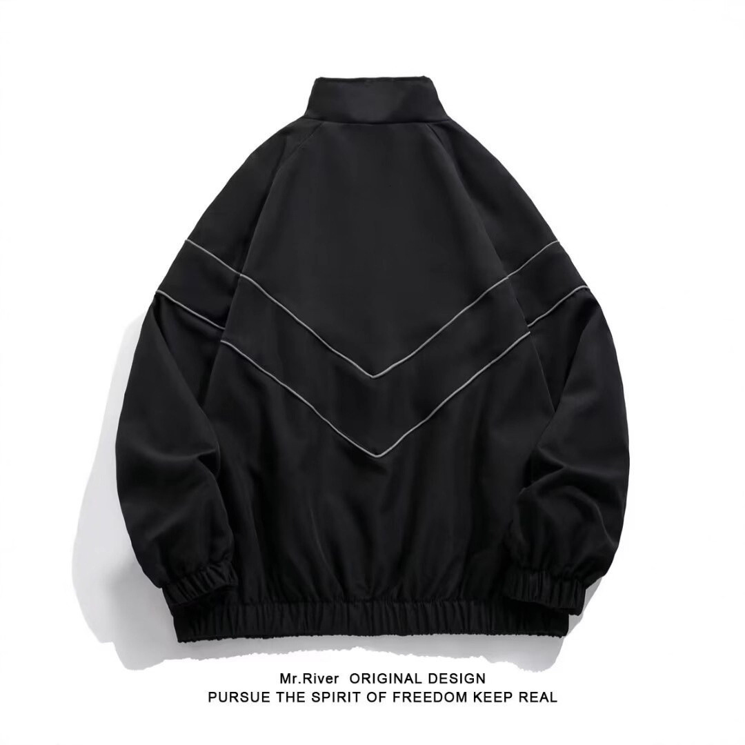 Trendy Brand Solid Color Reflective Designer Coat Sports Jacket Men's American Style Trendy Baseball Jacket Spring Autumn Loose Couple Jacket Coa