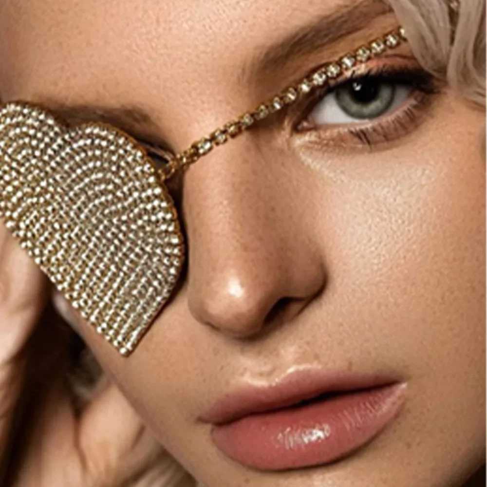 Stonefans Bling Rhinestone Heart Shape Mask Single Eye Patch Luxury Party Crystal Sexy Eye Accessories Jewelry for WomenW251029