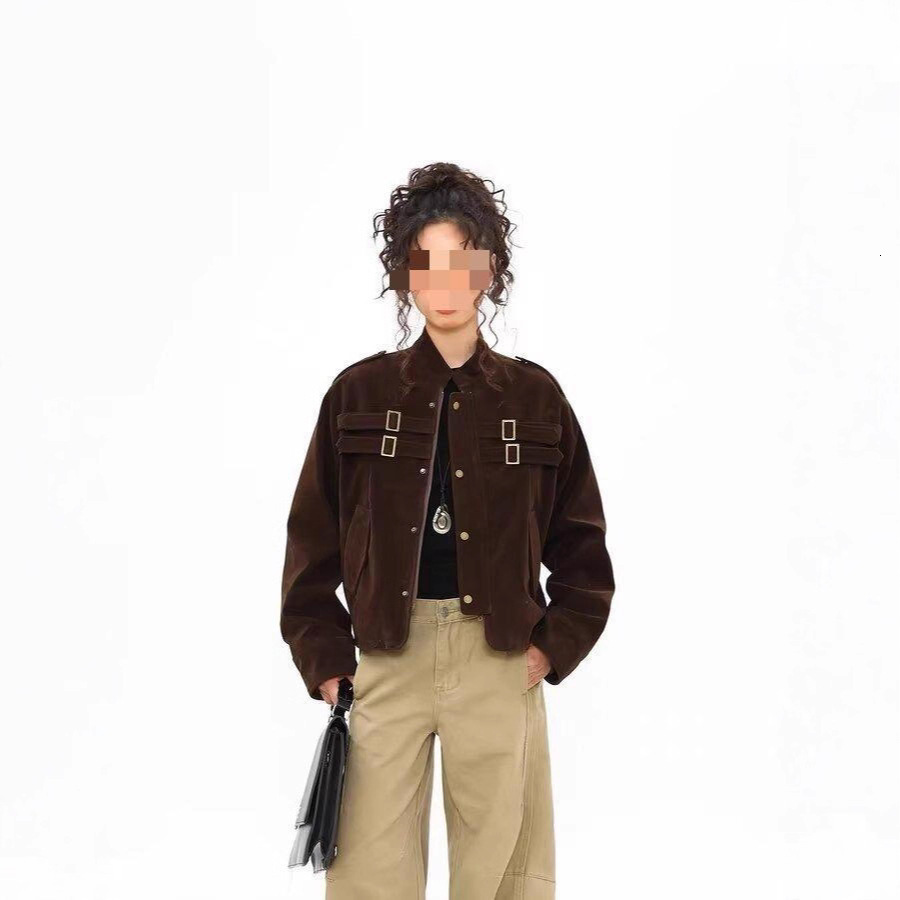 Trendy Cool American Cleanfit Patchwork Motorcycle Jacket For Men And Women Short Designer Coat Faux Suede High-end Loose Versatile Jacket