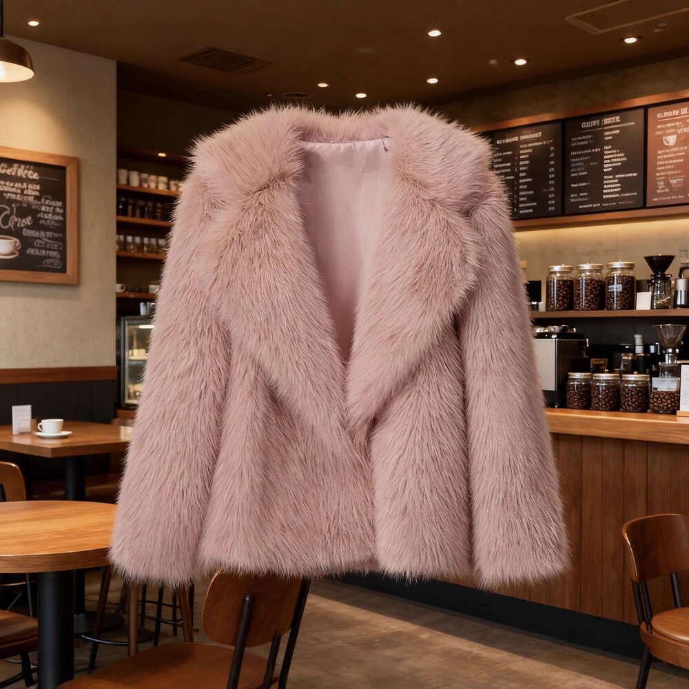 New Faux Fur Jacket Autumn Lapel Winter Loose Korean Style MidLength