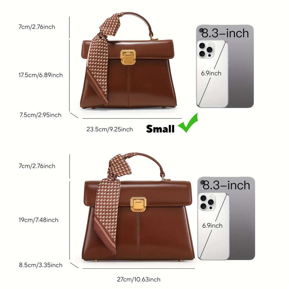 Women Black, Red, White, Brown Solid Color Satchel Purse With Shoulder Strap And Metal 2025