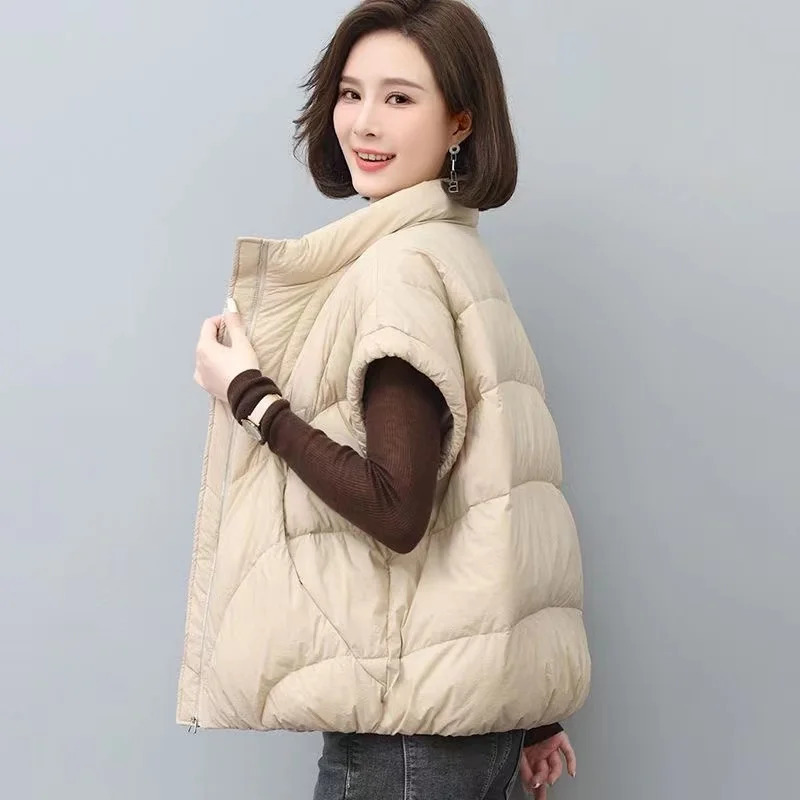 Down Cotton Vest Womens Autumn Winter Loose Fashion Allmatch Warm Sleeveless Waistcoat Jacket Female Tops 251029