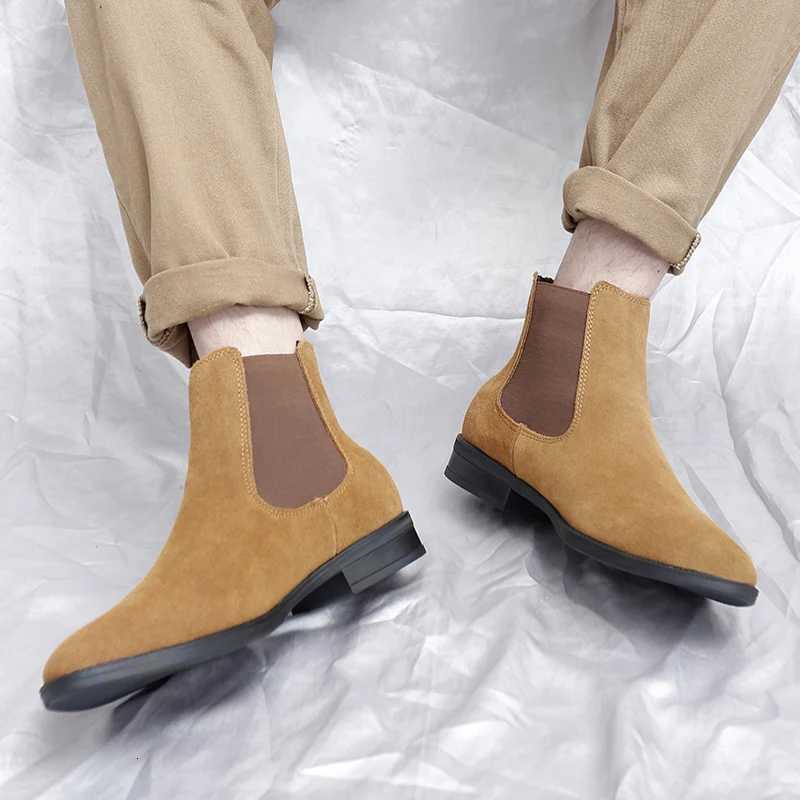 Couple Retro Genuine leather classic Chelsea high top shoes cotton shoes Winter Outdoor Cowboy Botas Unisex Shoes Z251029