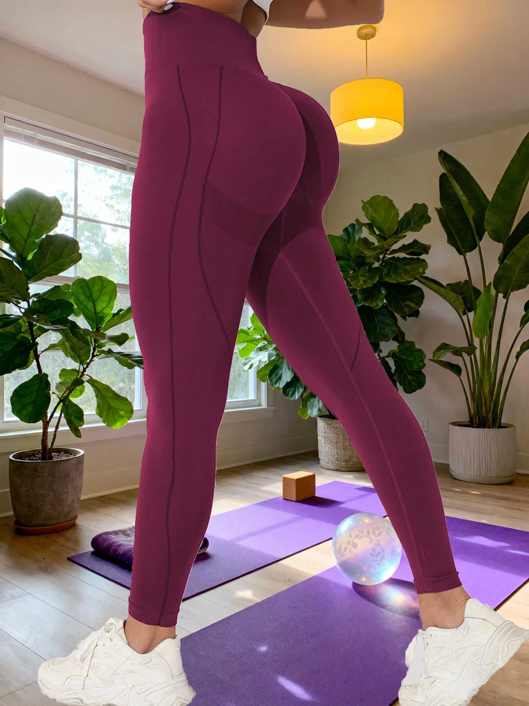 1pc Yoga Pants With High Waist And High Elasticity Suitable For Outdoor Activities Such As Yoga Running Fitness Pants J251030